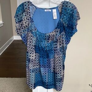 Liz Claiborne Blue Pattern Blouse